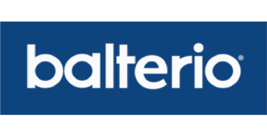 Logotipo de Balterio en un fondo azul, con la palabra 'balterio' en letras blancas y en mayúsculas.
