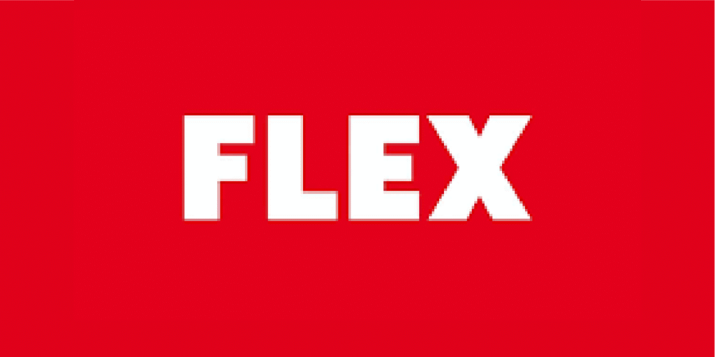 Texto en letras grandes y blancas que dice 'FLEX' sobre un fondo rojo brillante.