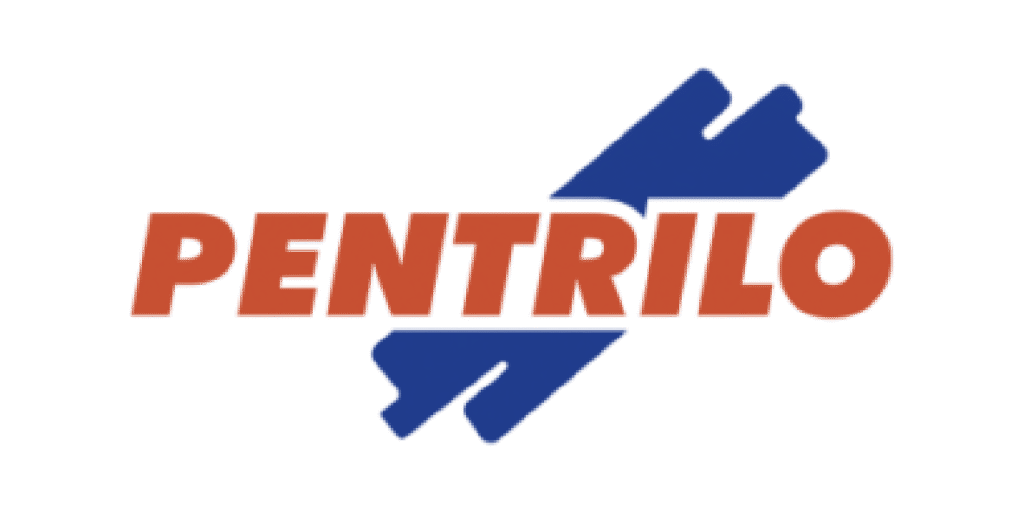 Logotipo de Pentrilo en colores rojo y azul, con un diseño moderno y dinámico.