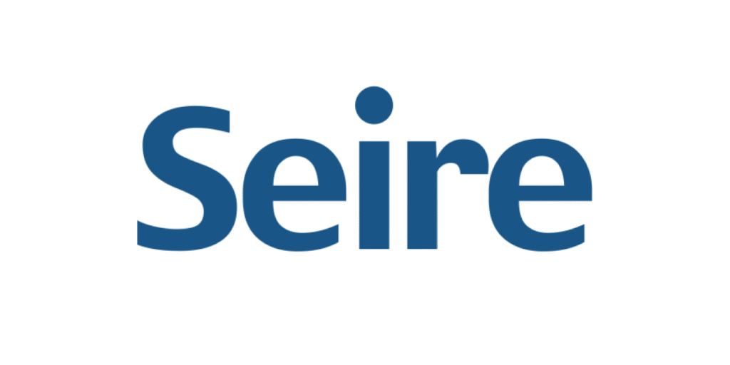 Logotipo de Seire en color azul, con tipografía clara y moderna sobre fondo blanco.